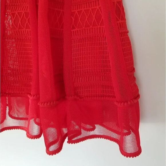 Maje Rosalie Red Ruffle Dress Sz 2 - Picture 8 of 8